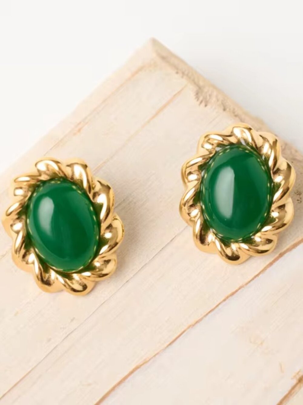Blair Earrings | Vintage-Inspired Green Stone